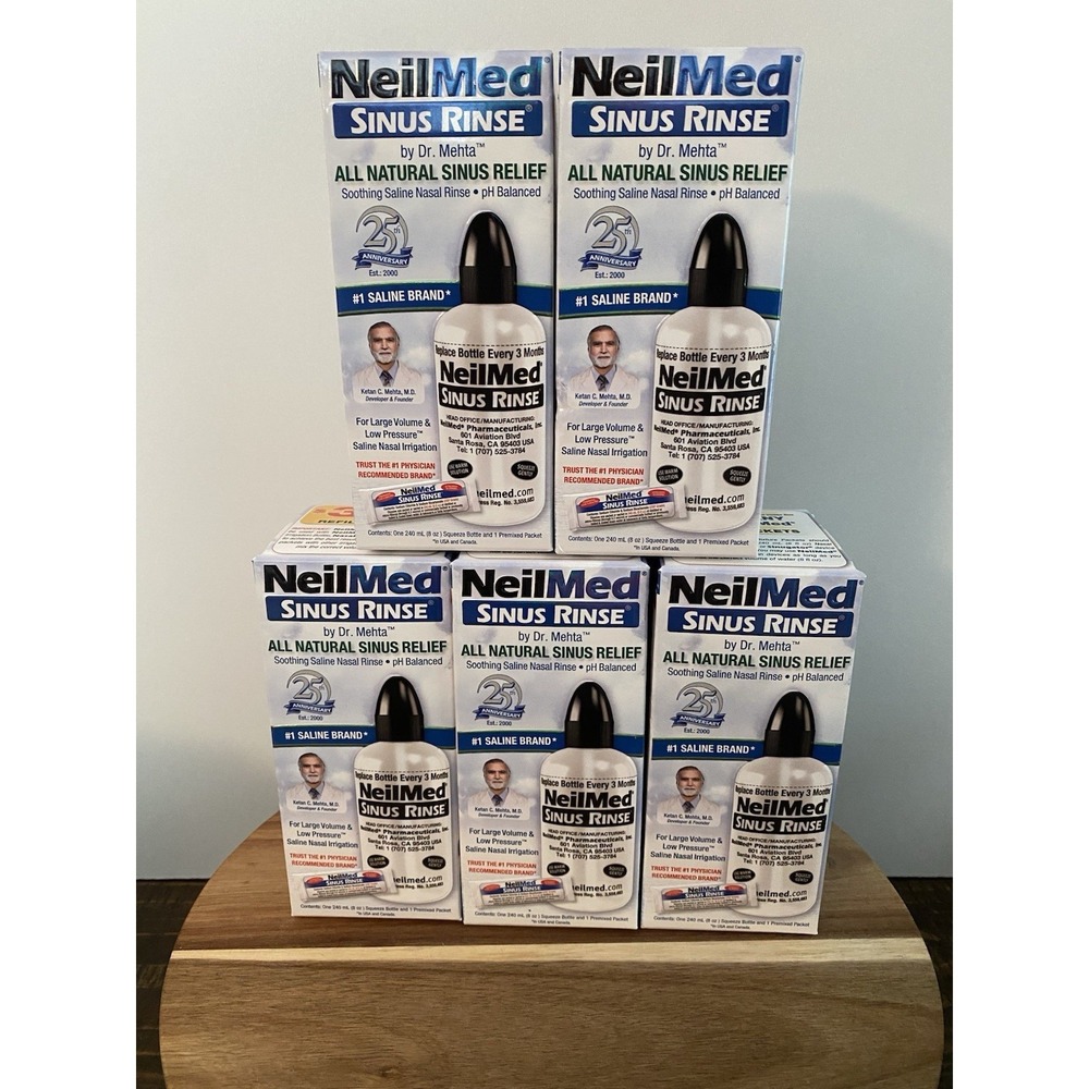 NeilMed Sinus Rinse 240 Ml 8 Oz Bottle Premade Packet Lot Of 5 Sealed Ex 2029